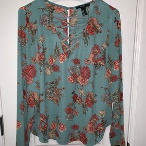 Blue/green floral blouse